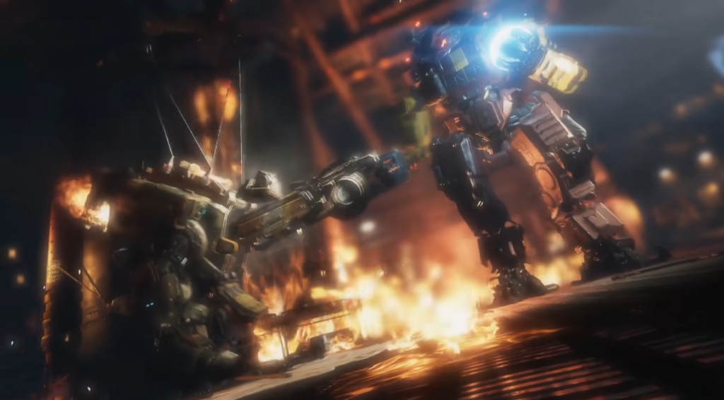 BT-7274 under attack during the Titanfall 2 capture sequence.