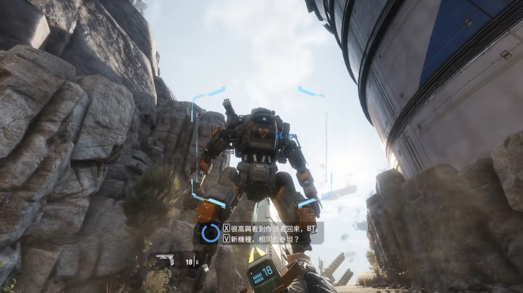 BT-7274 restored in a new Titan chassis, with dialogue choices about his return.